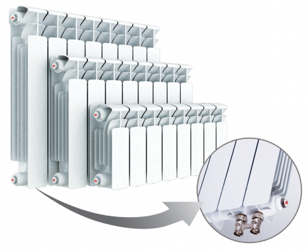 Радиатор биметаллический секционный Rifar Base Ventil 200 х 10 секций (подключение нижнее слева)
