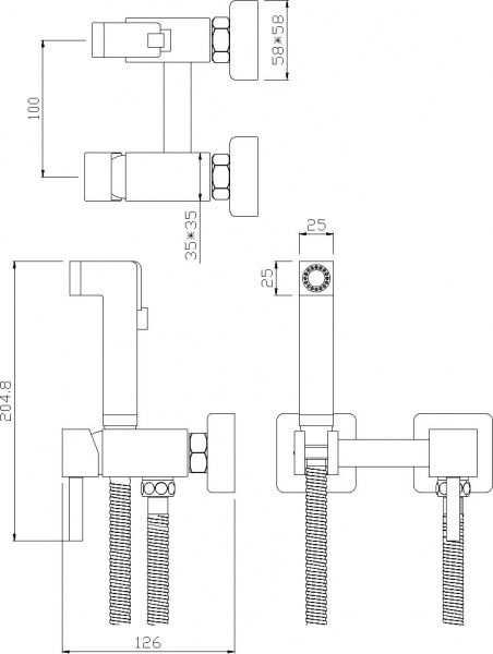 Гигиенический душ Rossinka X X25-54 со смесителем