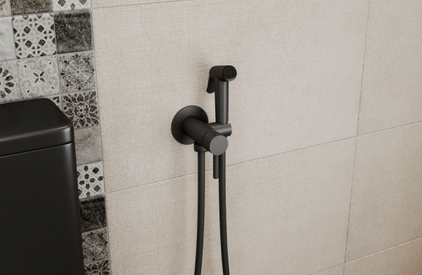 Гигиенический душ Bravat D9151BW-ENG со смесителем, чёрный