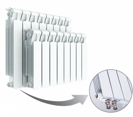 Радиатор биметаллический секционный Rifar Monolit Ventil 350 х 10 секций (подключение нижнее слева)